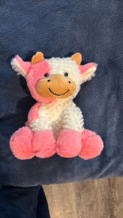 White and pink stuffed cow