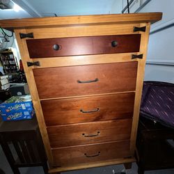 Solid Wood 5-Drawer Dresser – Rustic Style – $65