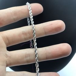 White Gold Rope Bracelet 14K New