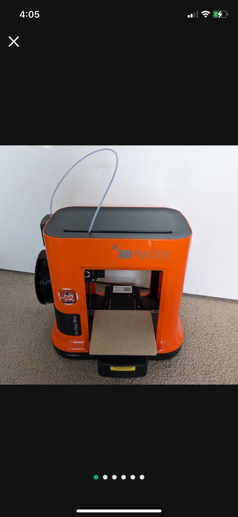 3D Printer Orange Da Vinci Mini Portable Wireless