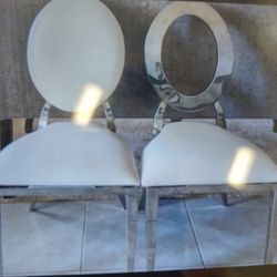 Set Of 4 Designer Dining Chrome Chairs