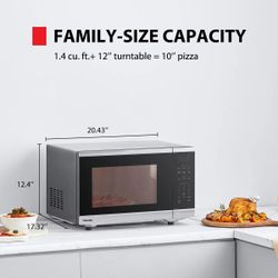 Toshiba 1.4 Cu. ft. Family-Size 1100-Watt Stainless Steel Microwave Oven with Sensor Stainless Steel - Family-Size