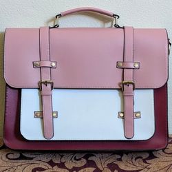 ECOSUSI Pink & White Satchel Laptop Bag