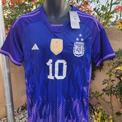Argentina Away Messi 3 Stars Soccer Jersey 2023