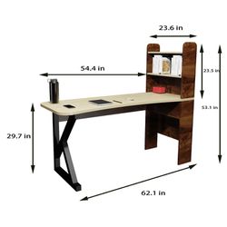 54" L-Shaped Corner Desk / Computer Desk with Storage Shelves, Writing Study Table for Home Office Workstation Furniture