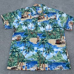 vintage Styled by RJC short-sleeve Hawaiian Aloha shirt. Crafted by Robert J. Clancey (RJC) in Hawaii, Size  M