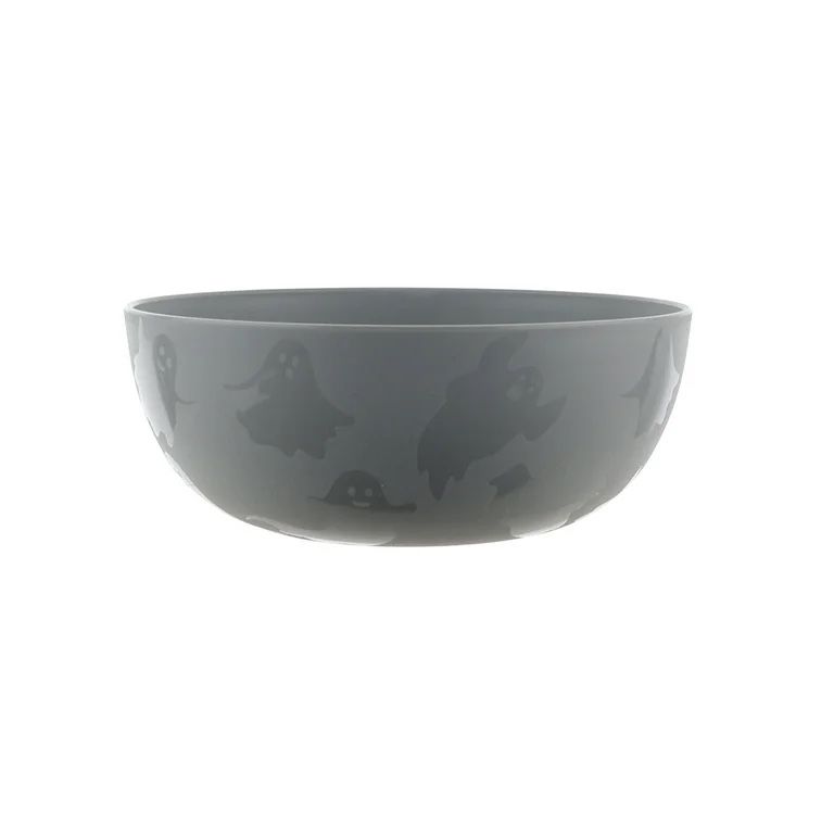 A Pack Of 6 Mainstays 38 Ounce Round Plastic Etched Ghost Bowl, Grey