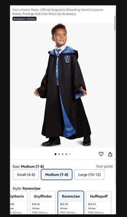 Kids Harry Potter Robe, Official Hogwarts Wizarding World Costume Robes Size M 7-8