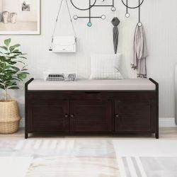 NEW Espresso 43.5 in. Bedroom Bench with 3-Doors
