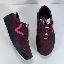 Vans Sport Low Maroon Pink White Lace Up Skate Shoe Sneakers Women 7.5 Men 6