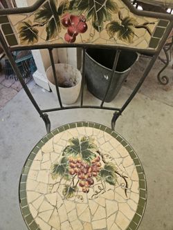 Mosaic Tile Bistro Chair with Grape Design