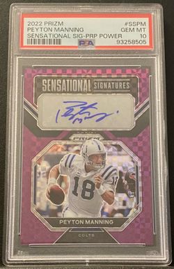 2022 Panini Prizm Peyton Manning Sensational Signatures Purple Power #2/5 PSA 10
