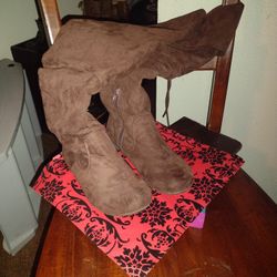 Knee High Brown Suede Boots 