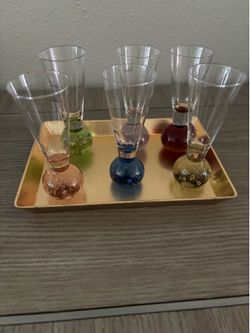 Colorful Glass Set with Tray