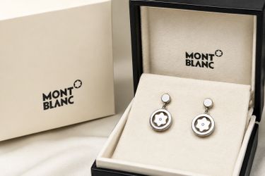 Montblanc Star Signet Diamond Earrings 925 Sterling Silver Model 36648