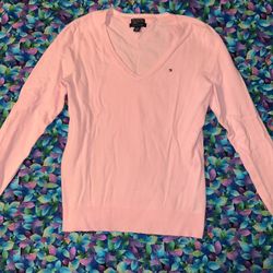 Tommy Hilfiger pink v-neck sweater