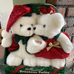 Musical Precious Twins Christmas Bears DunDee