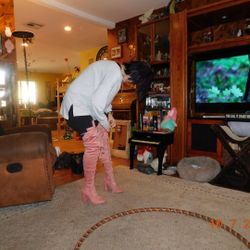 Thigh Hi Lace Up Pink Suede Boots