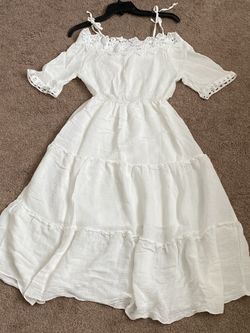 Women’s white beach off shoulder dress - size S