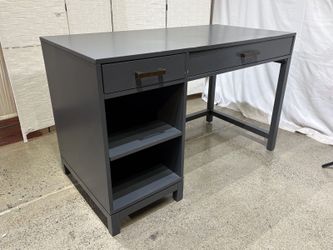 CRATE & BARREL Parke 48″ Charcoal Wood 2-Drawer Desk