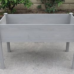 Elevated Raised Garden Bed 4ft – Gray & Natural Wood Planter Box with Legs, 48x24x30in, Fall Garden