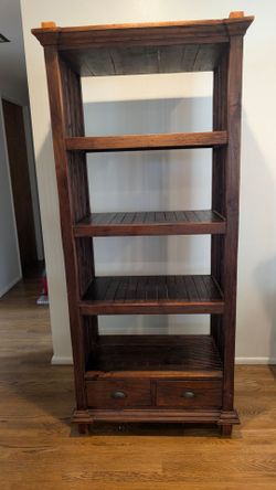 4 Shelf Wooden Bookcase with Drawers