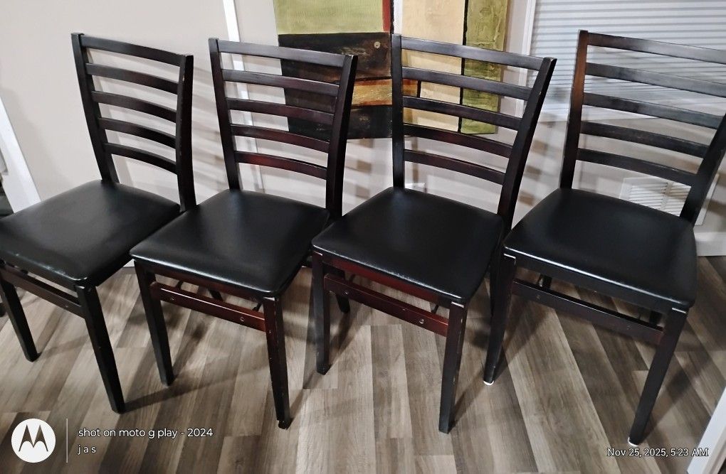 Costco Home & Office Products!! 4 Wooden Folding Chairs W/Leather Padded Seats