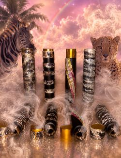 Rhinestone Crystal “Goodies” Tubes - Black and Gold