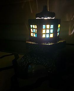 Vintage Brutalist Studio Pottery Lantern Lamp Chunk Glass Ceramic Pagoda 19"