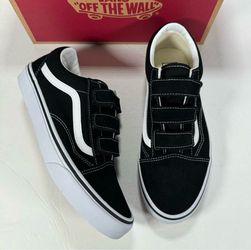 Vans Old Skool V Suede Canvas Black True White Sneakers Women 10 Men 8.5