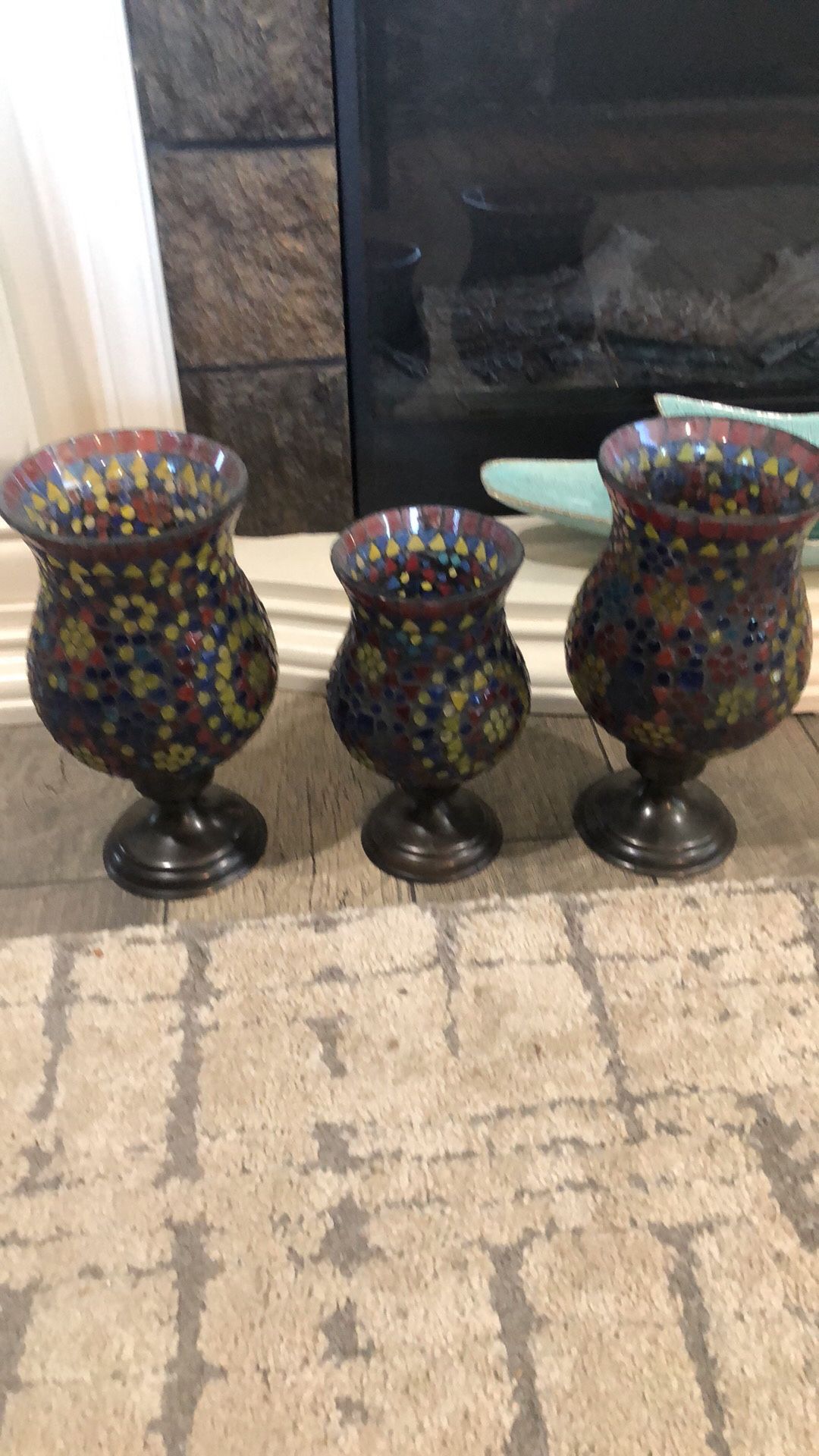 Three pieces Mosaic Candle Holder ,Candle lantern