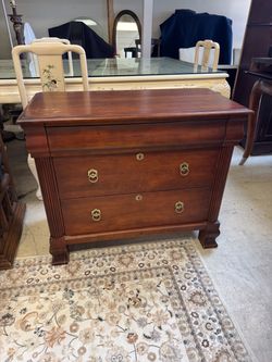 Ethan Allen Mahogany 3-Drawer Chest with Brass Ring Pulls