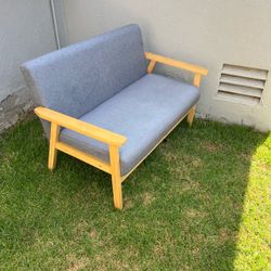 Bahamas Light Gray Linen Fabric Loveseat 45W × 26D x 30H