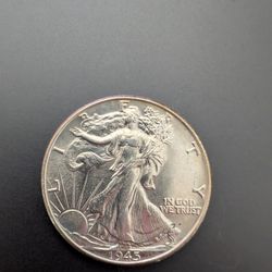 1940s Uncirculated Silver Walking Liberty Coin