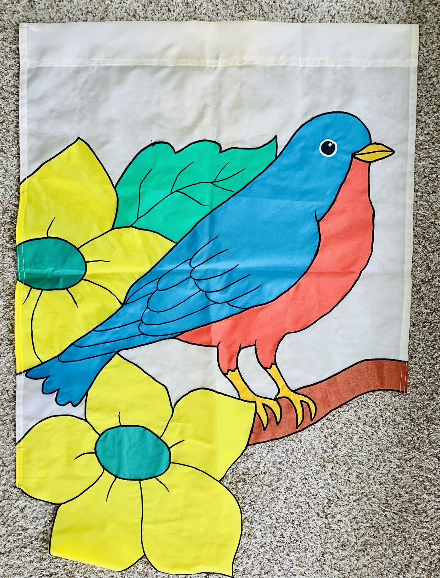 NEW BLUE BIRD YELLOW FLOWER GARDEN HOME FLAG DECOR 