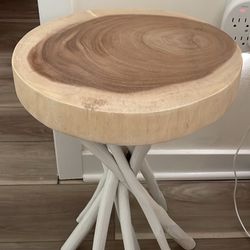 Natural Wood Decor Stool , Side Table