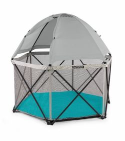 Summer infant play yard with removal sun canopy