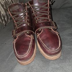 EASTLAND BUCKLE STRAP USA Cordovan LEATHER LACE UP ENGINEER TRAIL BOSS BOOTS 10D