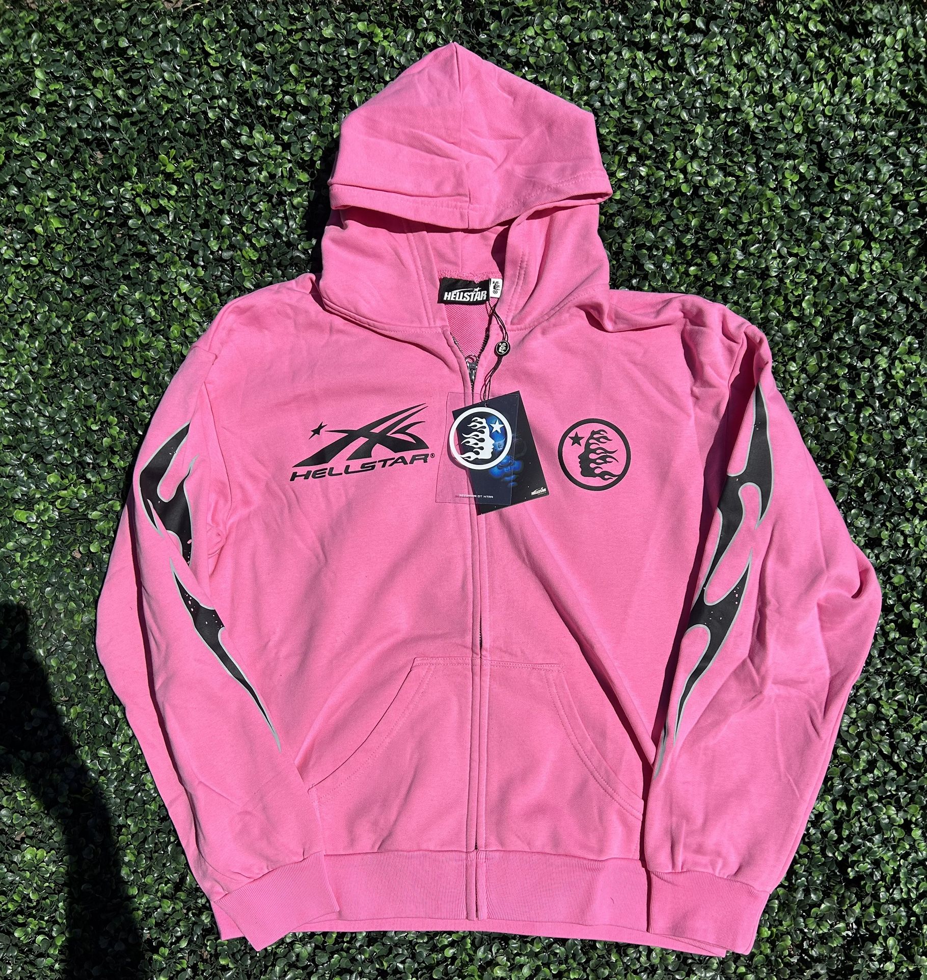 Hellstar Studios Pink Zip-Up Hoodie – Size Medium