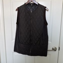 Vest Womens Size Large  Full Zip Front Pockets Brown Lightweight