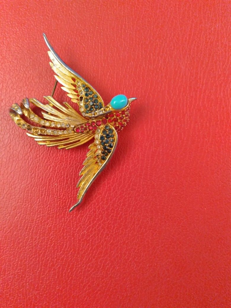 Vintage Turquoise Bird Broche