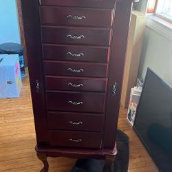 Jewelry Armoire 8 Drawer 2 Side Doors And Mirror On Top