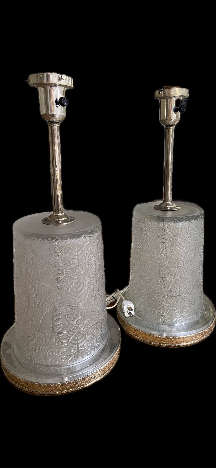 Renè Lalique Vintage Table Lamp Pair