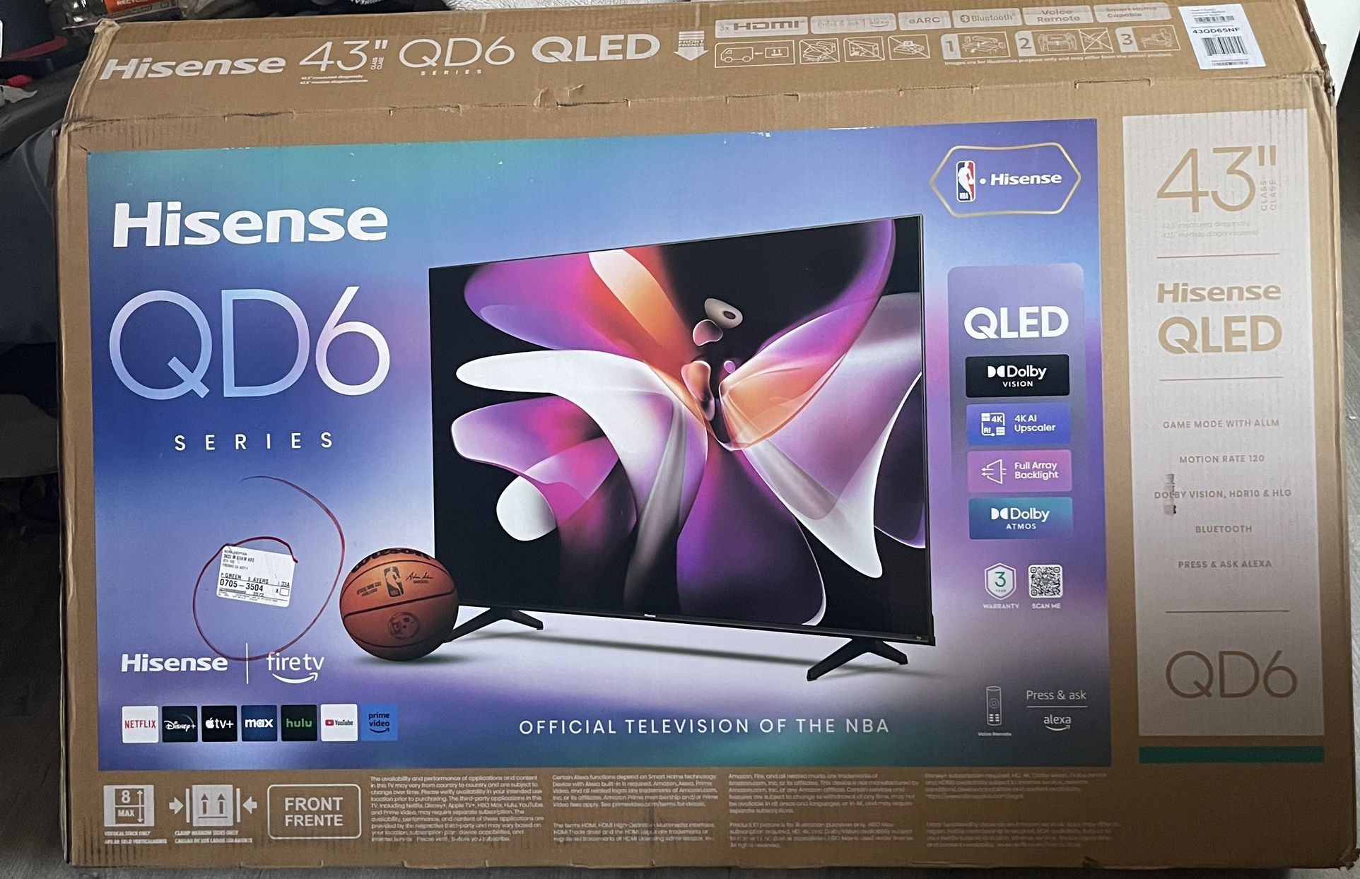 43” Hisense QD6 Series QLED Fire Tv