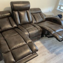 Leather Reclining Couch 