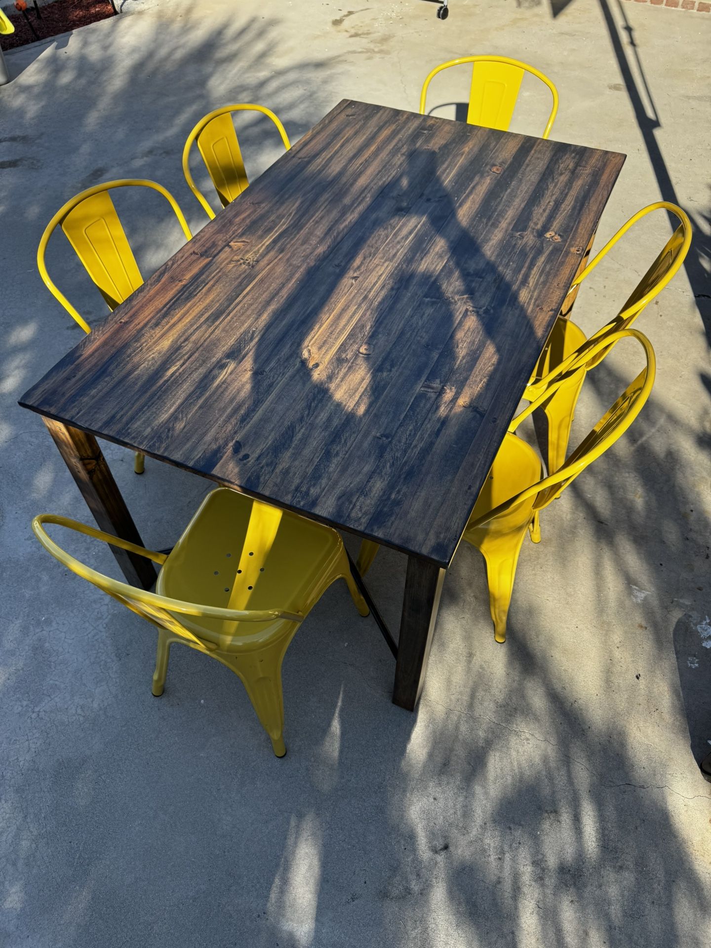Dining Set With Yellow Metal Chairs