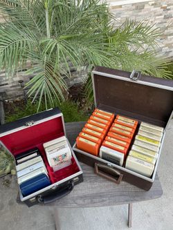 Vintage 8-Track Tape Lot – 30 Tapes with 2 Storage Cases – Mixed Artists (Some Rare/Greek Titles)