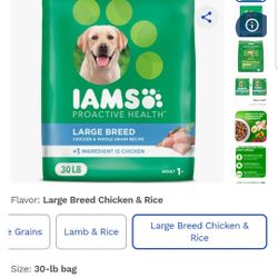 Iams Large Breed  30 Lb Bag Of Dog Foood Exp 2026