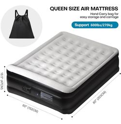 Queen with Built in Pump, 18" Elevated Inflatable Blow Up Mattress with Self-Inflation/Deflation