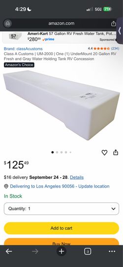 New 20 gallon RV water tank